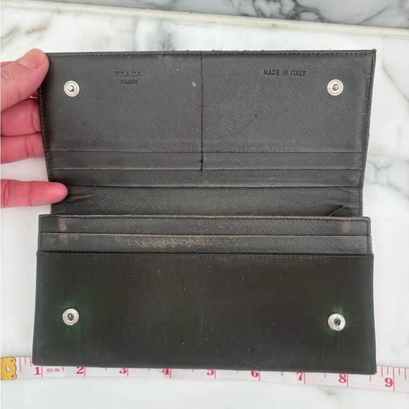 LAST CALL Prada Dark Brown Nylon Long Bi-Fold Wallet - Picture 5 of 5